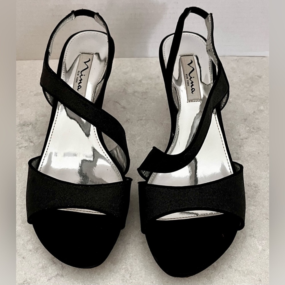 NINA WOMENS SHOES, BLACK SPARKLE, size 8
